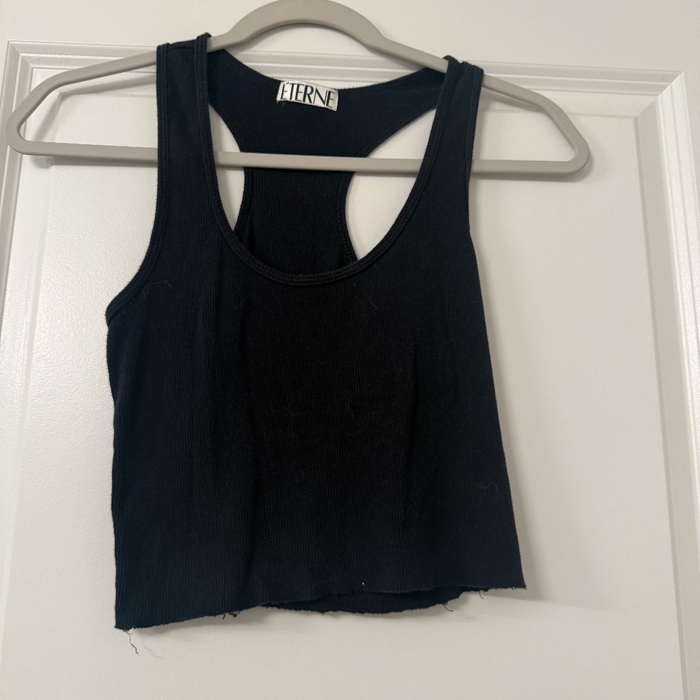 Eterne Cropped Scoop Neck Tank Black - S Hardly Worn
